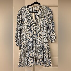 Alexis Blue and White Geometric Blouse